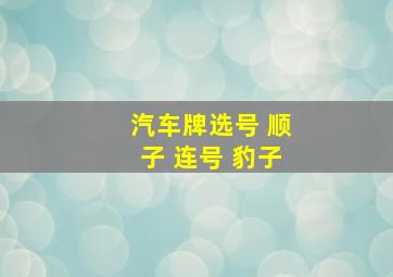 汽车牌选号 顺子 连号 豹子